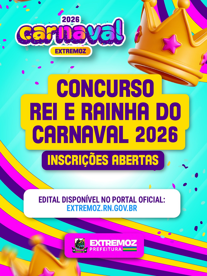 Extremoz abre inscrições para concurso do Rei Momo e Rainha do Carnaval 2026 com prêmio em dinheiro