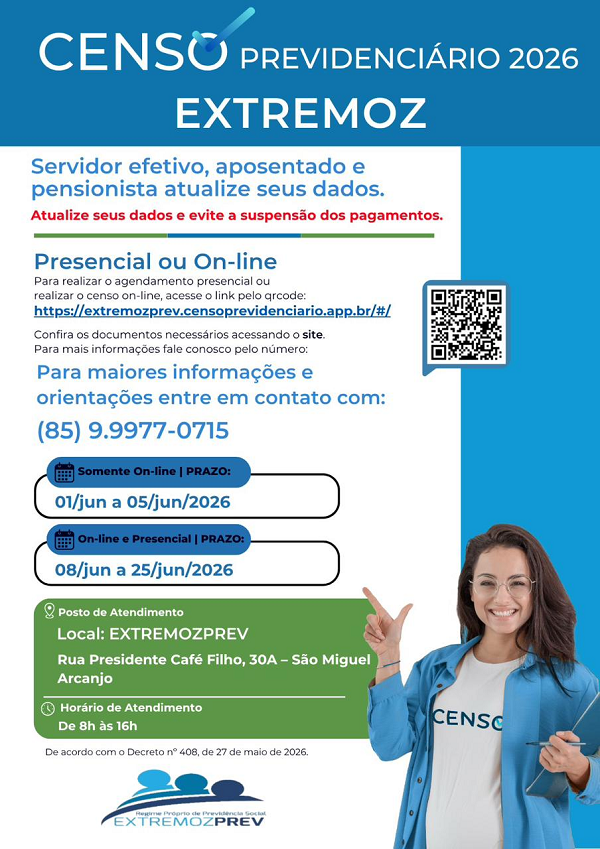 Prefeitura de Extremoz inicia Censo Previdenciário 2026 para servidores efetivos, aposentados e pensionistas