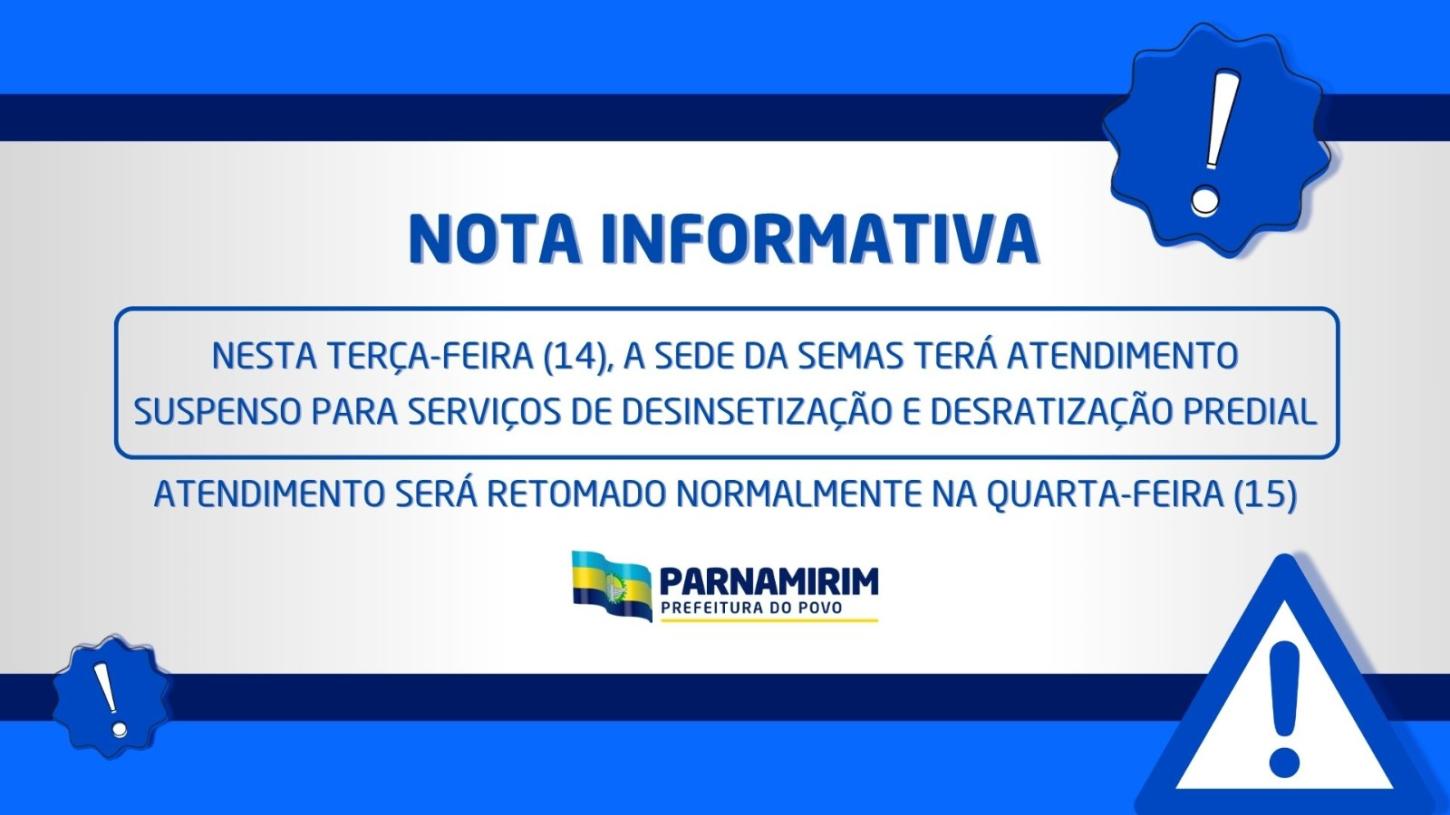 Sede da SEMAS terá atendimento suspenso na tarde desta terça-feira (14)