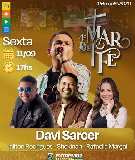 Davi Sacer é a grande atração desta sexta-feira (11) no Mar de Fé 2026 em Extremoz